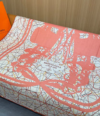HM Brides de Gala au Fil de Soie Scarf 140x140cm Pink Orange White Silk Cashmere 269486