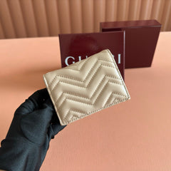 GG Marmont Quilted Card Holder Light Beige Matelassé Leather