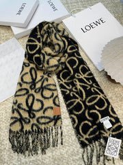 Loewe Scarf 186CM Black Beige Wool Cashmere 968582