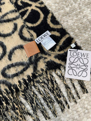 Loewe Scarf 186CM Black Beige Wool Cashmere 968582