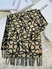 Loewe Scarf 186CM Black Beige Wool Cashmere 968582