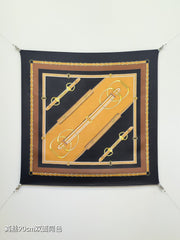 GG Double-Sided 90x90cm Brown Colorful Twill Silk 194452