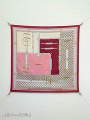 GG Double-Sided 90x90cm Red Colorful Twill Silk 194455