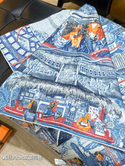 HM City of Light Scarf 90x90 Blue Colorful Twill Silk 198476