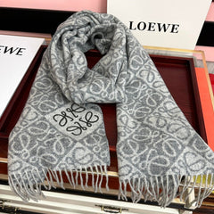 Loewe  Anagram Scarf 180CM Grey Cashmere 153106