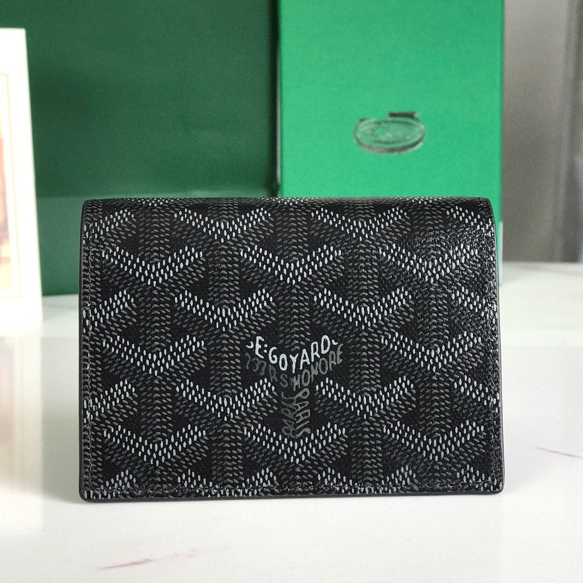 Goyard Malesherbes Card Wallet 10cm Black Red Canvas & Calfskin