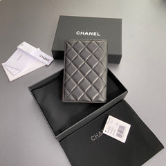 CC Passport Holder Black Sheepskin Sliver Steel 193339