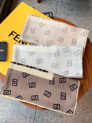 Fendi Scarf 140*140cm Grey Cashmere Silk 286294