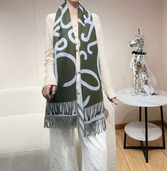 Loewe Scarf 180CM Green Light Blue Cashmere 150368