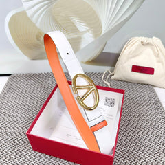The Bold Edition Reversible Belt 30mm White Brown Calfskin Gold Buckle