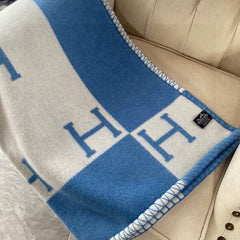 HM H Baby Blanket Blue Beige Wool Cashmere 499704