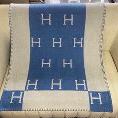 HM H Baby Blanket Blue Beige Wool Cashmere 499704