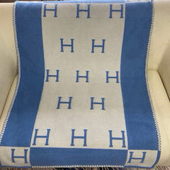 HM H Baby Blanket Blue Beige Wool Cashmere 499704