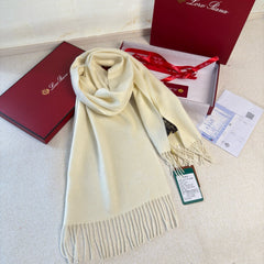 Loro Piana Long Scarf Ivory Cashmere 150413