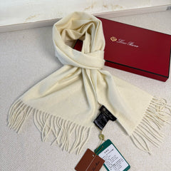 Loro Piana Long Scarf Ivory Cashmere 150413