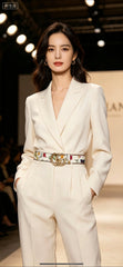 GG Marmont Reversible Belt 3.0cm Flora Print White Leather