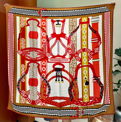 Fantaisie d'Etriers Shawl 140 CM Red Colorful Silk