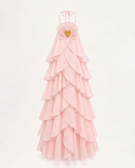 Orchid Embroidered Halter Layered Ruffle Maxi Dress - Blush Pink